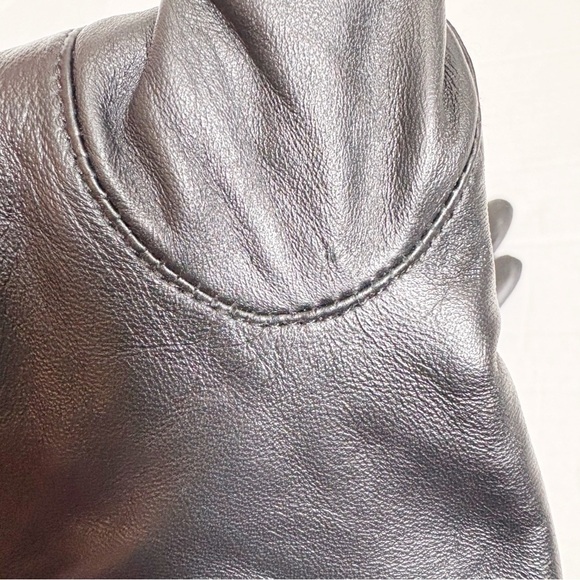 L.L. Bean Leather and Lamsbswool Cashmere Gloves Black Size Small Tan Lining - Picture 9 of 9